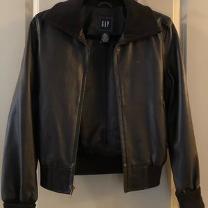 Genuine Leather Bomber Jacket GAP